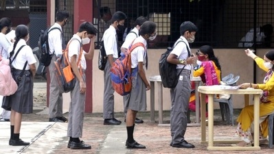 Schools are also ensuring properly sanitisation and regular temperature check-ups of staff and students. (HT file photo) Schools are also ensuring properly sanitisation and regular temperature check-ups of staff and students. (HT file photo)
