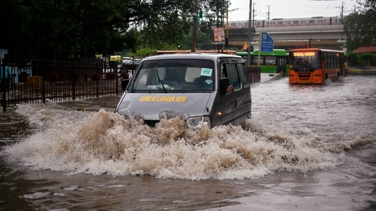 The heavy burst of rain submerged several areas, including the diplomatic enclave of Chanakyapuri, in knee-deep water and affected traffic movement in parts of the city.(ANI)