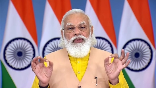 Prime Minister Narendra Modi speaks during the 125th anniversary of Srila Bhaktivedanta Swami Prabhupada, in New Delhi(ANI Photo)