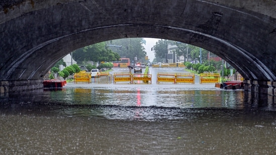 Delhi has already recorded more than the monthly quota of rain on the first two days of the month.(PTI)