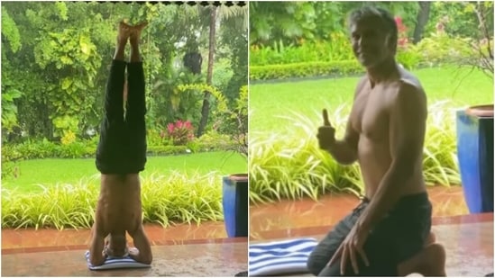 Milind Soman nails a headstand to stretch his mind, body and spirit in new workout video(Instagram/@milindrunning)