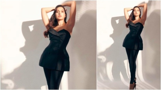 Nora Fatehi looked drop-dead gorgeous in this all-black outfit.(Instagram/@norafatehi)
