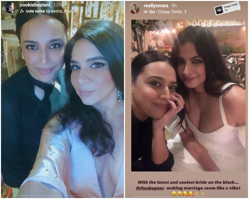 Swara Bhasker with Cookie Boolani and Rhea Kapoor. Swara Bhasker with Cookie Boolani and Rhea Kapoor.