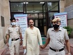 Delhi Police personnel with Hindu Raksha Dal leader Pinki Chaudhary, arrested in connection with communal sloganeering at Jantar Mantar during a protest, in New Delhi. Delhi Police personnel with Hindu Raksha Dal leader Pinki Chaudhary, arrested in connection with communal sloganeering at Jantar Mantar during a protest, in New Delhi.
