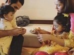 Shahid Kapoor and Mira Rajput with their children, Misha and Zain. Shahid Kapoor and Mira Rajput with their children, Misha and Zain.
