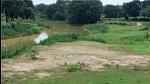 Stadium at inhara-Lakshmipur village in Jamui district of Bihar has a water stream cutting through it. (HT Photo) Stadium at inhara-Lakshmipur village in Jamui district of Bihar has a water stream cutting through it. (HT Photo)
