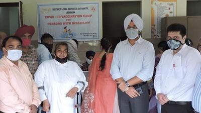 DLSA organised a vaccination camp for handicapped persons at Nanak Public School, Sarabha Nagar, in Ludhiana on Thursday. (HT)