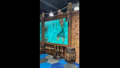 The image shows a woman dressed as a mermaid. (Instagram/@ironshoremermaid)
