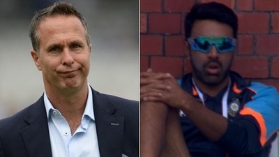 Michael Vaughan reacts after India bench Ashwin once again (HT Collage)