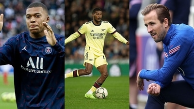 From Left: Kylian Mbappe, Ainsley Maitland-Niles and Harry Kane