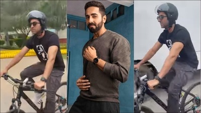 Ayushmann Khurrana cycles wearing a helmet for this reason, here’s why you should too opt for this cardio exercise (Instagram/ayushmannk) Ayushmann Khurrana cycles wearing a helmet for this reason, here’s why you should too opt for this cardio exercise (Instagram/ayushmannk)