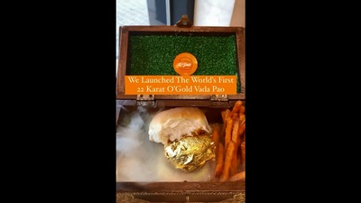 The image shows the edible gold coated vada pav. (Instagram/@opaodxb)