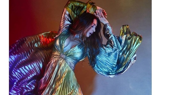 The multicoloured outfit boasted hues of pink, lavender, sea green, silver, gold, emerald among other metallic shades that seemed to be flowing into one another. (Instagram)