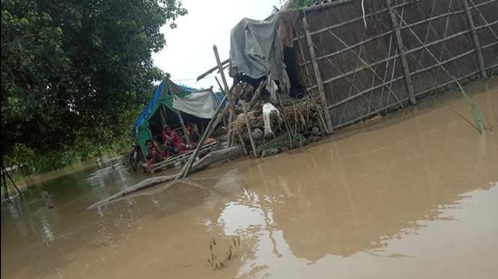 A house submerged in floodwater. (Prashant Kumar/HT Photo)