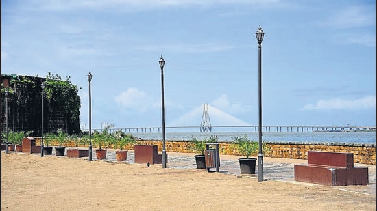 The beautification project included cleaning of the beach, removing encroachments of parked heavy vehicles and hutments, filling up the beach with up to five feet of sand as which was lost due to soil erosion, planting of trees, setting up pavements, garden furniture, a play area for children, and a 30-metre high viewing tower for tourists, that gives a panoramic view of the Arabian sea and the Bandra Worli sea link. (HT) The beautification project included cleaning of the beach, removing encroachments of parked heavy vehicles and hutments, filling up the beach with up to five feet of sand as which was lost due to soil erosion, planting of trees, setting up pavements, garden furniture, a play area for children, and a 30-metre high viewing tower for tourists, that gives a panoramic view of the Arabian sea and the Bandra Worli sea link. (HT)