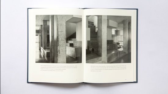 A spread from ‘Portrait of a House: Conversations with BV Doshi’ that shows the columns inside Maneesha House. (Dayanita Singh) A spread from ‘Portrait of a House: Conversations with BV Doshi’ that shows the columns inside Maneesha House. (Dayanita Singh)