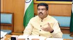 Union education minister Dharmendra Pradhan addresses the virtual meeting with the vice-chancellors of 45 central universities under the Ministry of Education, in New Delhi on Friday. (ANI) Union education minister Dharmendra Pradhan addresses the virtual meeting with the vice-chancellors of 45 central universities under the Ministry of Education, in New Delhi on Friday. (ANI)