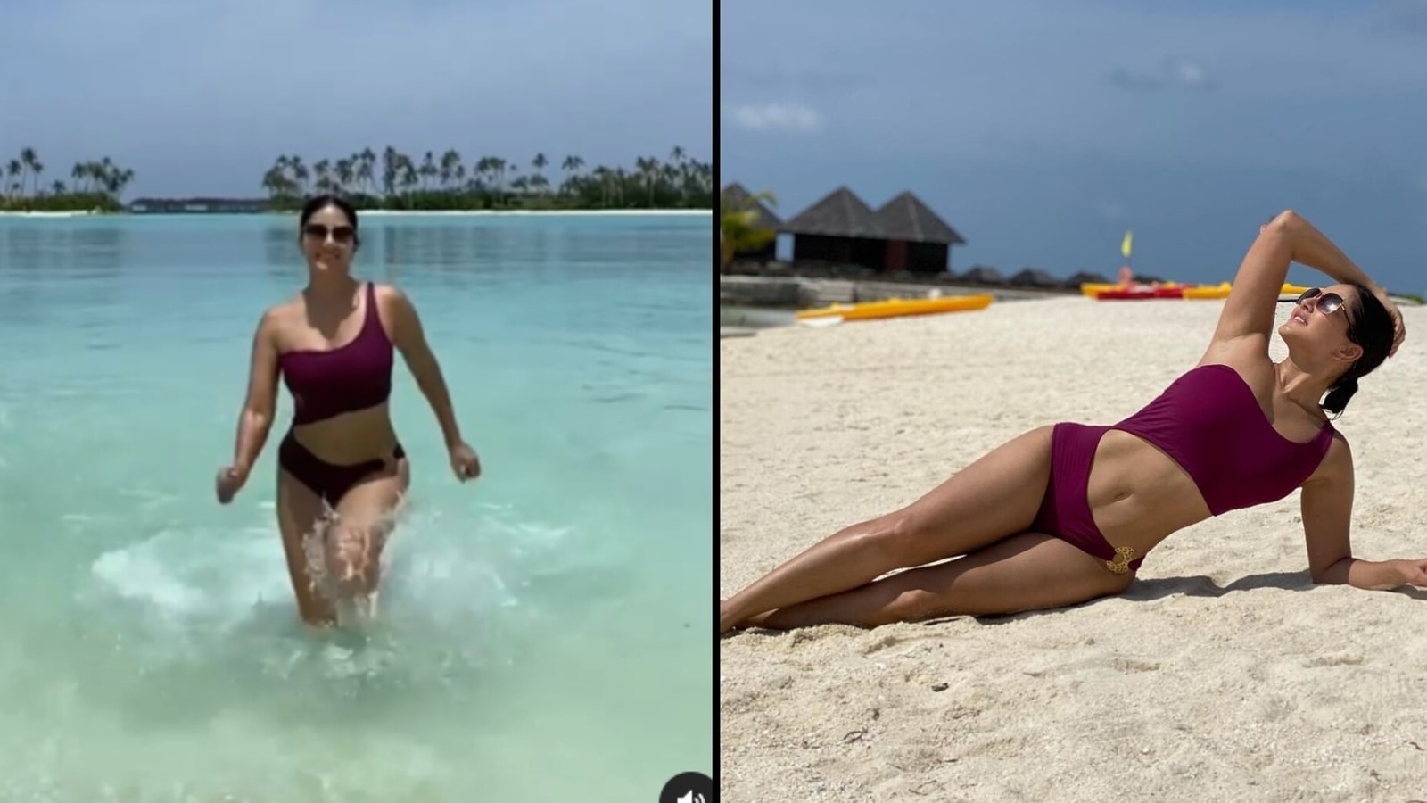Sanny Lovan Sexy Videos - Sunny Leone does slo-mo run as she emerges from water, blows kiss. Watch  video from Maldives holiday | Bollywood - Hindustan Times