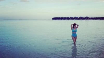 Sunny Leone landed in Maldives two days ago for an exotic retreat with hubby Daniel Weber and kids Nisha Kaur Weber, Asher Singh Weber and Noah Singh Weber. Her picture in a sky blue bikini on the first day itself set the Internet on fire. (Instagram/sunnyleone) Sunny Leone landed in Maldives two days ago for an exotic retreat with hubby Daniel Weber and kids Nisha Kaur Weber, Asher Singh Weber and Noah Singh Weber. Her picture in a sky blue bikini on the first day itself set the Internet on fire. (Instagram/sunnyleone)