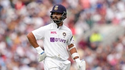 India's Ajinkya Rahane walks off the pitch after being given out. (AP) India's Ajinkya Rahane walks off the pitch after being given out. (AP)