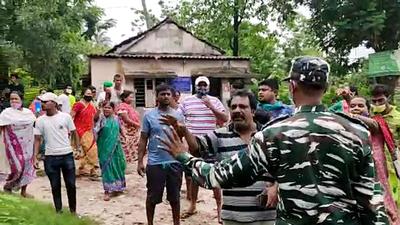 National Human Rights Commission (NHRC) team visits to investigate the post-poll violence, in Jadavpur. (ANI)