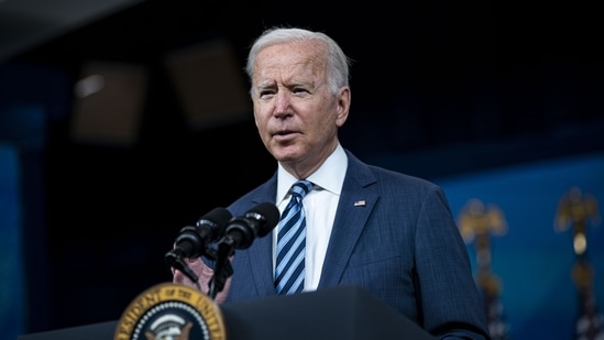 US president Joe Biden speaks in the Eisenhower executive office building in Washington DC on Thursday, Sept. 2, 2021. (Al Drago / Bloomberg) US president Joe Biden speaks in the Eisenhower executive office building in Washington DC on Thursday, Sept. 2, 2021. (Al Drago / Bloomberg)