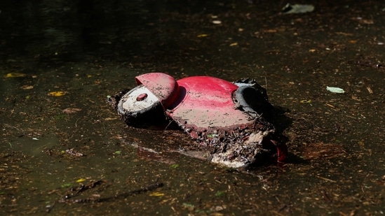 A playground toy sits in water at a flooded park after the remnants of Tropical Storm Ida brought drenching rain and the threat of flash floods and tornadoes to parts of the northern mid-Atlantic, in the Brooklyn borough of New York City, U.S.(REUTERS)
