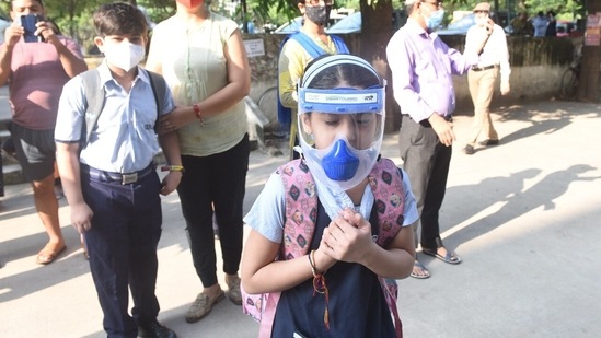 "It's good that school is reopening. I will meet my friends after a long gap," Harsh, a Class 3 student of a private school said.(HT Photo/Deepak Gupta)