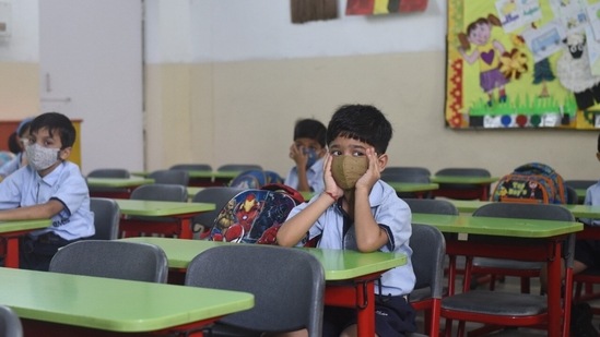 "Only those students were allowed to come whose parents filled a consent form. In some classes of over 50 students, only one or two parents have given consent. Online classes are continuing as per the schedule as parents are apprehensive for the safety of their children due to Covid," a teacher of St Francis College here said.(HT Photo/Deepak Gupta)