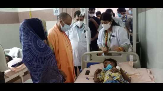 Yogi Adityanath ordered officials to launch a statewide cleanliness and sanitation drive starting September 5 to combat the increasing number of dengue cases in Uttar Pradesh. He also instructed officials to use Covid and Covid isolation beds for treating dengue patients and those with other viral infections. (HT PHOTO)