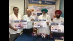 (From left) Chandigarh Rotary Club member Harish Gupta; Ashish Midha, president, Rotary Club, farm leader Balbir Singh Rajewal and Rajinder Singh Cheema, another club member, launching a ‘Free Limb Camp’ poster in Chandigarh on Saturday. (HT PHOTO) (From left) Chandigarh Rotary Club member Harish Gupta; Ashish Midha, president, Rotary Club, farm leader Balbir Singh Rajewal and Rajinder Singh Cheema, another club member, launching a ‘Free Limb Camp’ poster in Chandigarh on Saturday. (HT PHOTO)
