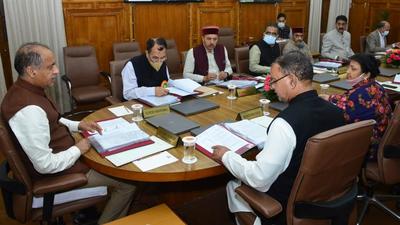 Himachal chief minister Jai Ram Thakur chairing the cabinet meet on Saturday. (HT PHOTO) Himachal chief minister Jai Ram Thakur chairing the cabinet meet on Saturday. (HT PHOTO)