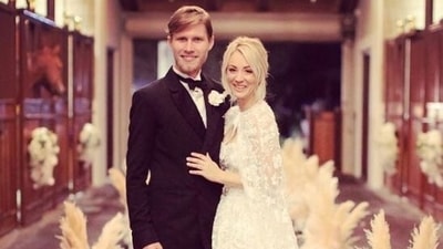 Kaley Cuoco and Karl Cook in happier times.
