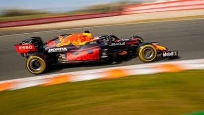 Red Bull driver Max Verstappen of the Netherlands steers his car during the third free practice session ahead of Sunday's Formula One Dutch Grand Prix at the Zandvoort racetrack, Netherlands, Saturday, Sept. 4, 2021.&nbsp; (AP)