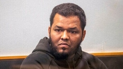 Ahmed Aathill Mohamed Samsudeen appears in the High Court in Auckland, New Zealand, Aug. 7, 2018. (Greg Bowker/New Zealand Herald via AP)