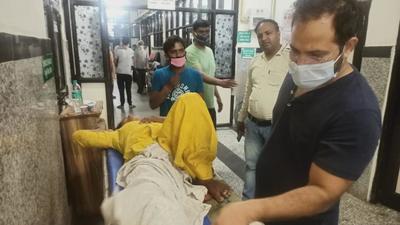 The man riding the other bike and his wife were also injured while their son escaped unhurt, said police. (Sant Arora/HT) The man riding the other bike and his wife were also injured while their son escaped unhurt, said police. (Sant Arora/HT)