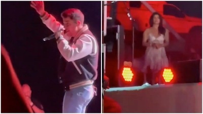 Nick Jonas performed on stage with his brother while Priyanka Chopra was spotted dancing next to them. Nick Jonas performed on stage with his brother while Priyanka Chopra was spotted dancing next to them.