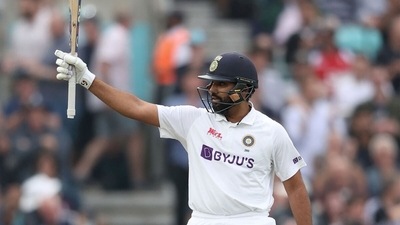 Rohit Sharma celebrates his century against England. (Getty) Rohit Sharma celebrates his century against England. (Getty)