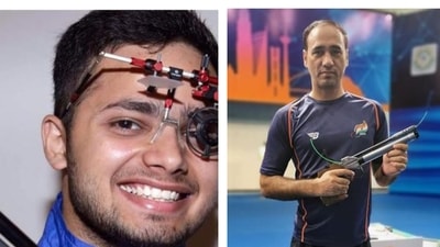 Manish Narwal and Singhraj Adana. (File) Manish Narwal and Singhraj Adana. (File)