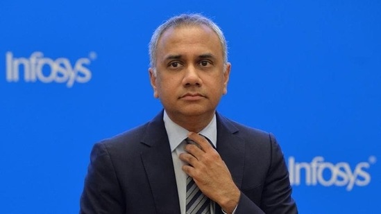 Indian CEO and managing director of Infosys Salil Parekh at a press conference in Bangalore.(AFP Photo)