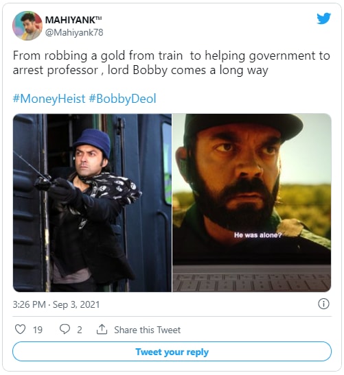 Money Heist fan jokes about Bobby Deol's ‘cameo’ in the show.&nbsp;