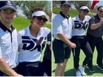 Nick Jonas and Priyanka Chopra at a golf course. Nick Jonas and Priyanka Chopra at a golf course.