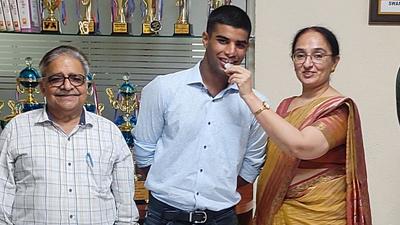 A Class 11 student of DAV Public School, BRS Nagar, Ludhiana, Aradhya Shukla, according to his coach, is the first professional cricketer from his school. (HT PHOTO)
