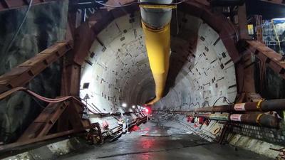 Work is ongoing on the south-bound arm of the tunnel, where 1km of boring work was completed on Saturday. Work is ongoing on the south-bound arm of the tunnel, where 1km of boring work was completed on Saturday.