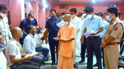 Uttar Pradesh chief minister Yogi Adityanath meeting people in Gorakhpur on Sunday. (PTI Photo) Uttar Pradesh chief minister Yogi Adityanath meeting people in Gorakhpur on Sunday. (PTI Photo)