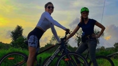 Also part of her vacation were cycle rides. 