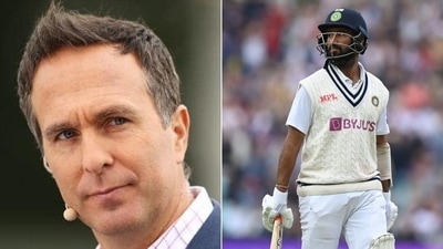 Michael vaughan on Cheteshwar Paujara's batting (HT Collage)