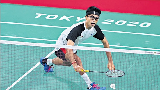 Suhas Yathiraj competed with world no 1 Lucas Mazur from France in the Badminton Men's Singles SL4 gold medal match in the Tokyo Paralympics on Sunday (Kiyoshi Ota/Getty Images)