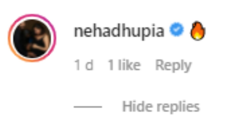 Neha Dhupia's comment. Neha Dhupia's comment.