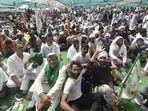 Farmers protesting against the farm reforms in Muzaffarnagar.(PTI) Farmers protesting against the farm reforms in Muzaffarnagar.(PTI)